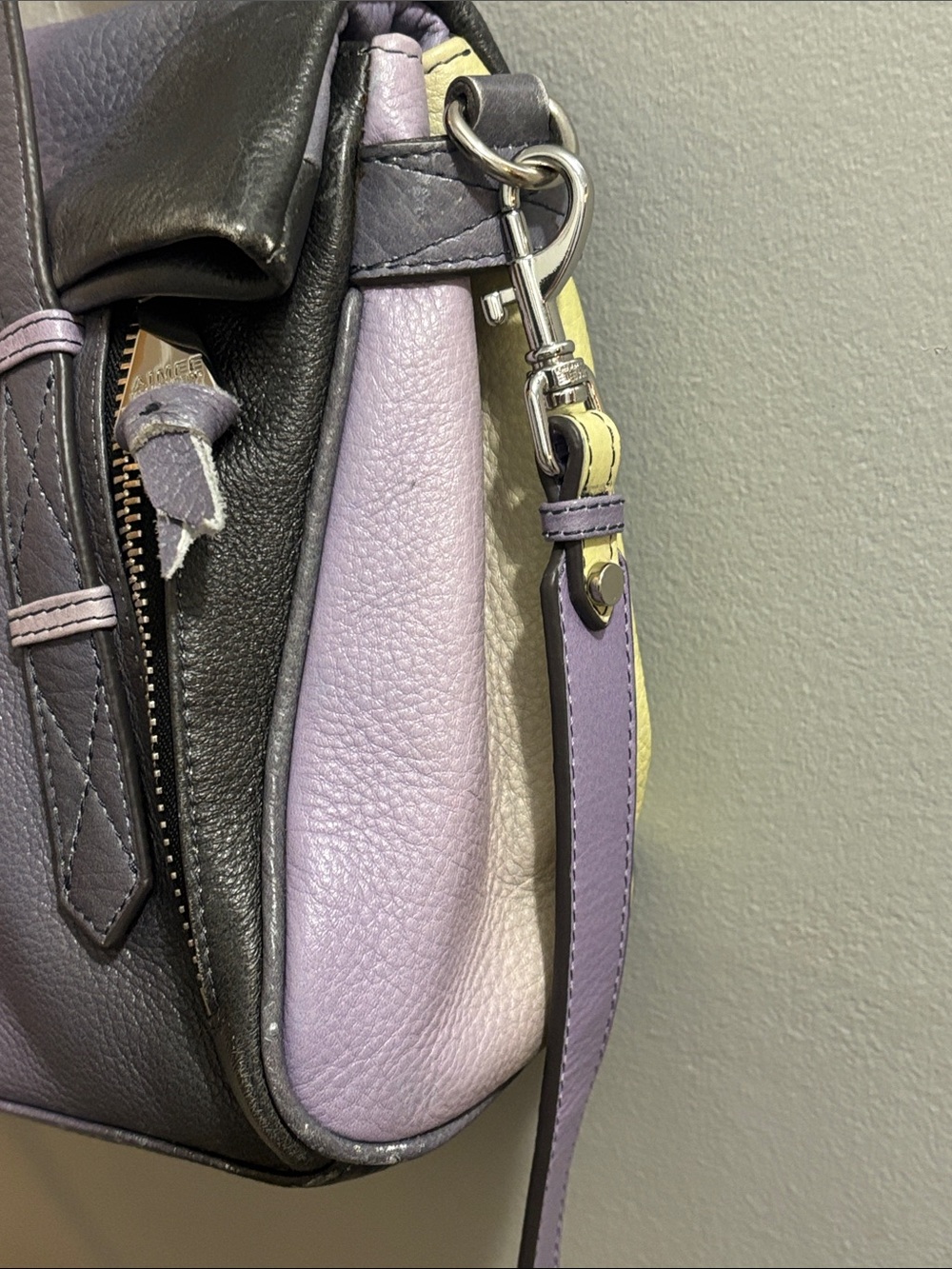 Aimee Kestenberg City Slicker Lavender-to-Gray Ombre Leather Satchel - Picture 4 of 11